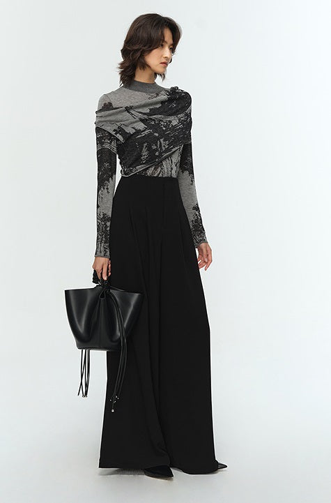 COMME MOI Lu Yan designer's new women's two-piece jacquard wool knitted sweater- TERRA.