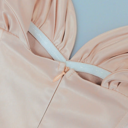 DOLLY Elegant V-Neck Short Sleeve Tube Top Slim Fit Pleated Short Date Dress-LITA