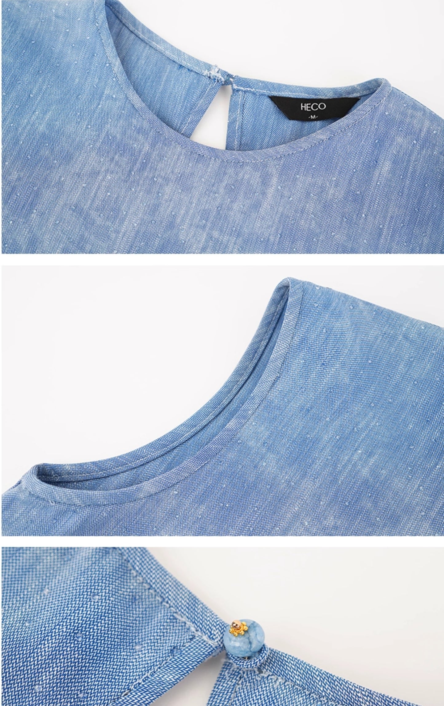 HECO Chinese women's summer  diamond blended linen vest dress - SWET.