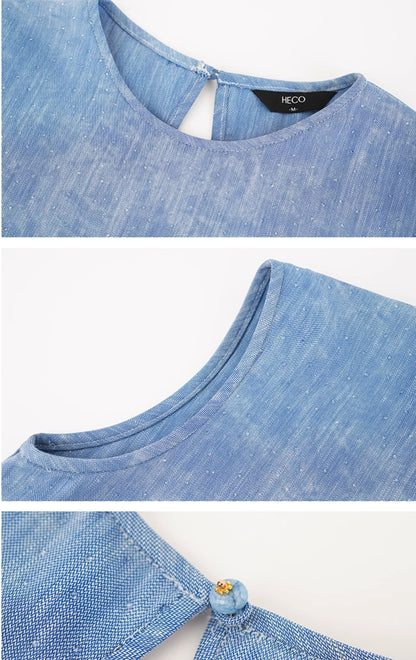 HECO Chinese women's summer  diamond blended linen vest dress - SWET.