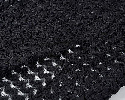 COMME MOI  women's black cut-out side slit straight skirt - DELIAH.