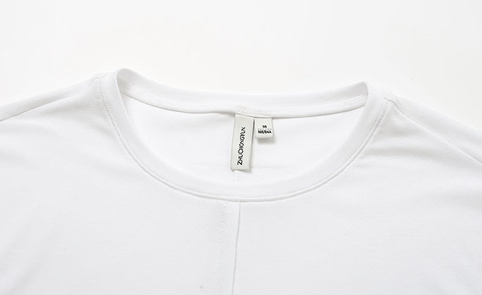 ZHUCHONGYUN white loose crew neck long-sleeved modal top-NATIE.