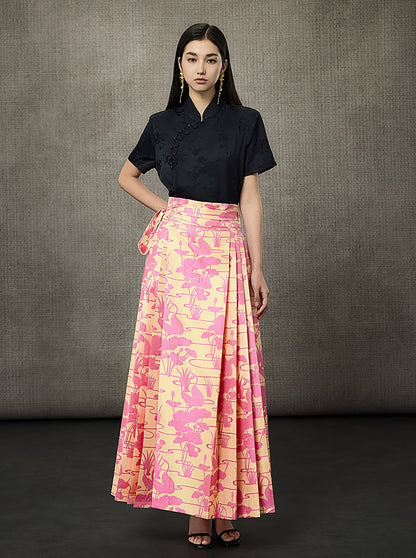 HECO Flower Branch Dark Pattern Short Sleeve Collar Shirt - CHANTS.