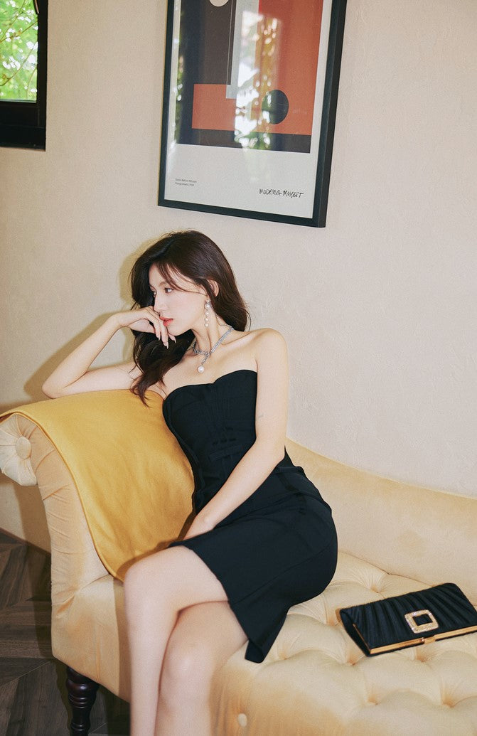 DOLLY Luxury Black/Red Sleeveless Figure Hugging Bandage Midi Date Dress-ISLODE