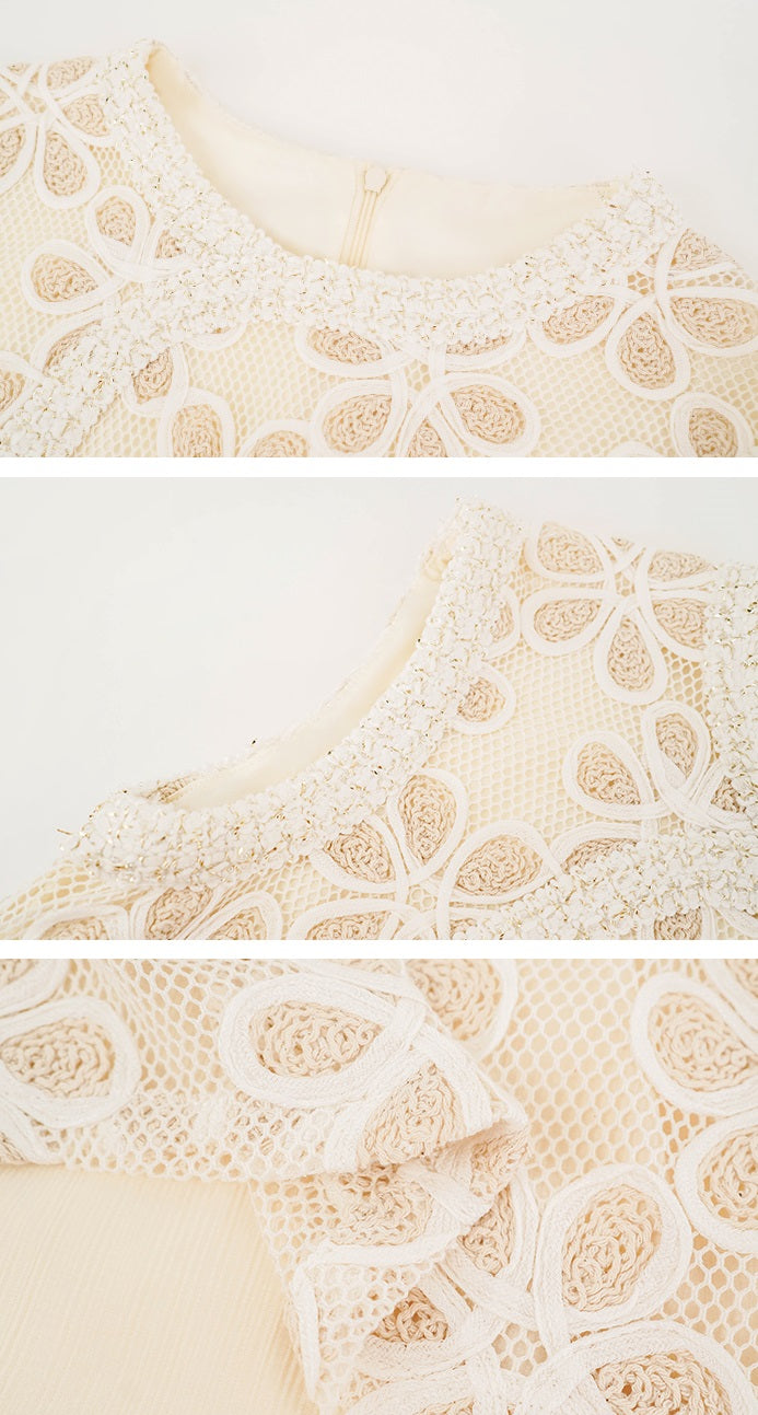 HECO Chinese style two pieces embroidered mesh spliced long dress - MAGIC.