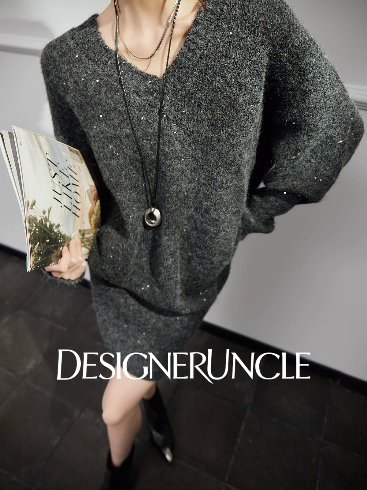 DGU "Wuyu" gray suit new loose slimming commuting high-end two-piece set - Francis