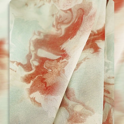 HECO Chinese V-neck camisole chiffon print long dress - BUSE.