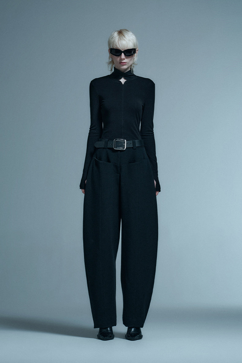 ANNAKIKI mid-waisted wool scimitar mid-rise trousers-ITSUKI
