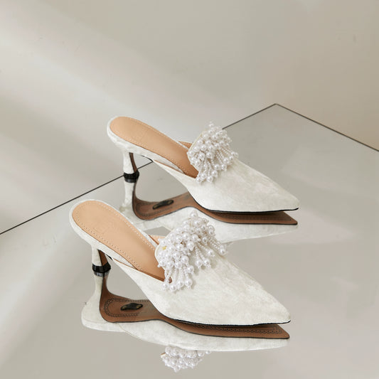 B-FEI pearl new Chinese heel sandals-ZENI.