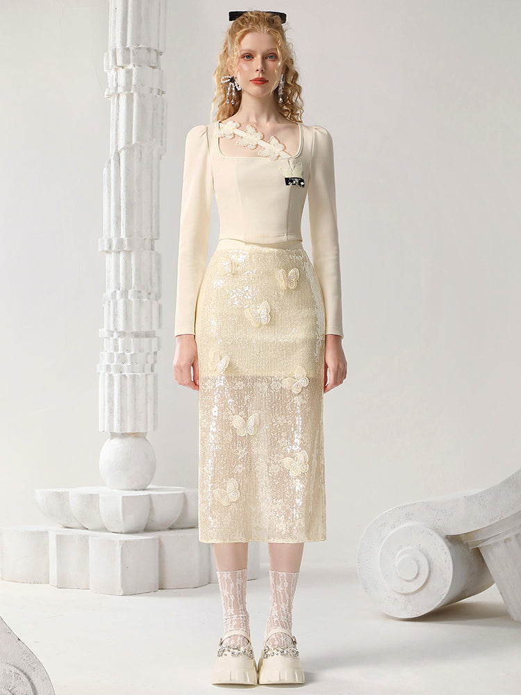 CHECOCRE New Butterfly Age Commuter Straight Skirt - DEXTER