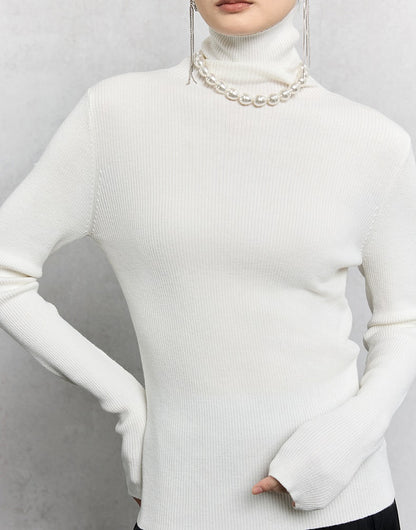 HECO Plain Base Layer Top High Neck black white red apricot Long Sleeve Knit Sweater - nice.