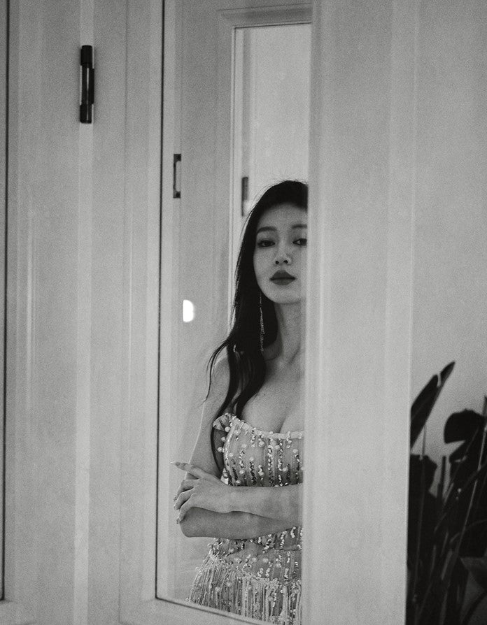 DOLLY Elegant Chest Wrap Glittering Tassel Tube Top Beaded Short Sexy Dress-LENORA  (V)