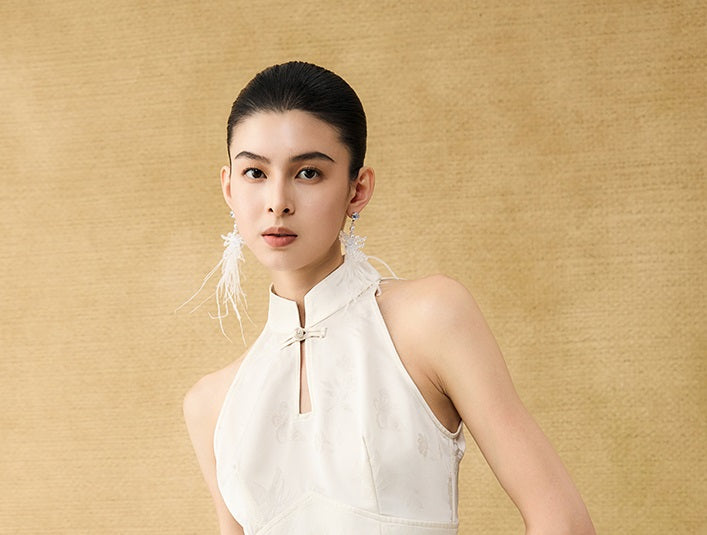 HECO Chinese stand-up collar pressed pleated vest top - SHADOW.