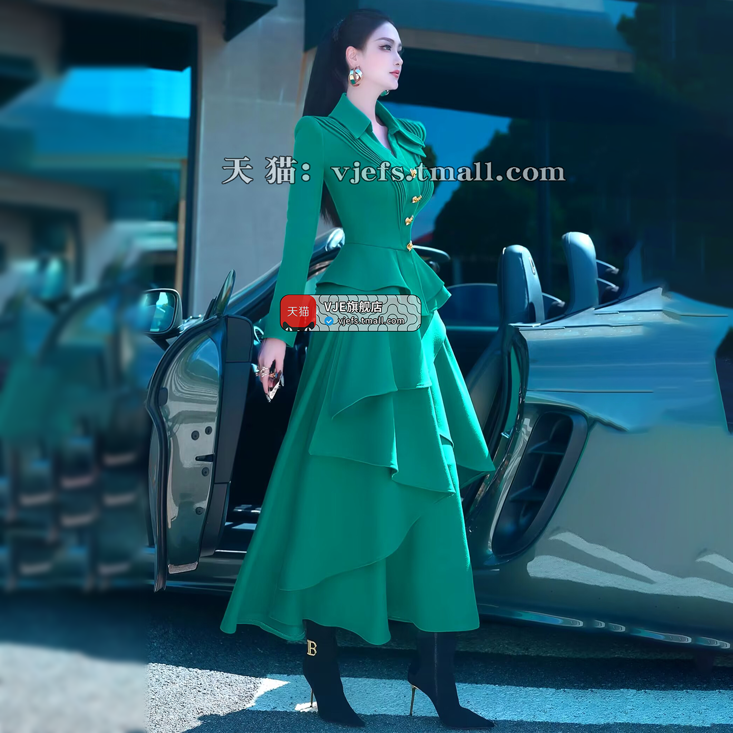 VJE Fashion Outfit Suit Skirt New Western-style Jacket Two-piece Irregular Long Skirt-NIMA