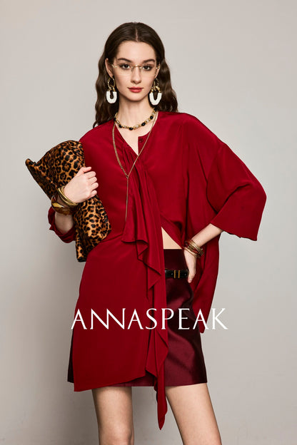 ANNASPEAK  ruffled  silk shirt-MAZO.