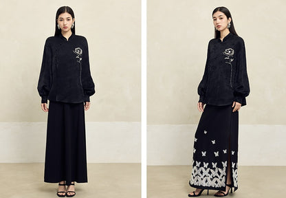 HECO Vinegar Peony Handmade Beaded Embroidered Tops Women - MERCY.