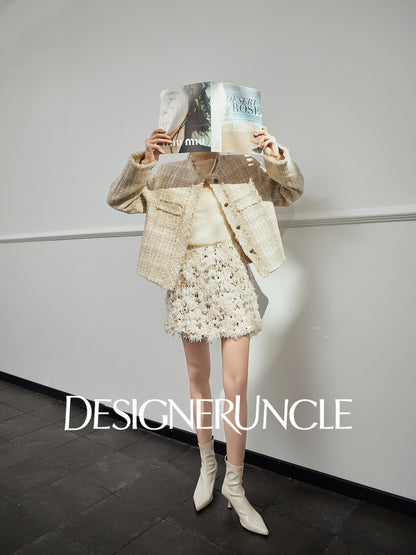 DGU "Shallow Yin" apricot jacket high-end small fragrance temperament design top - Noa.