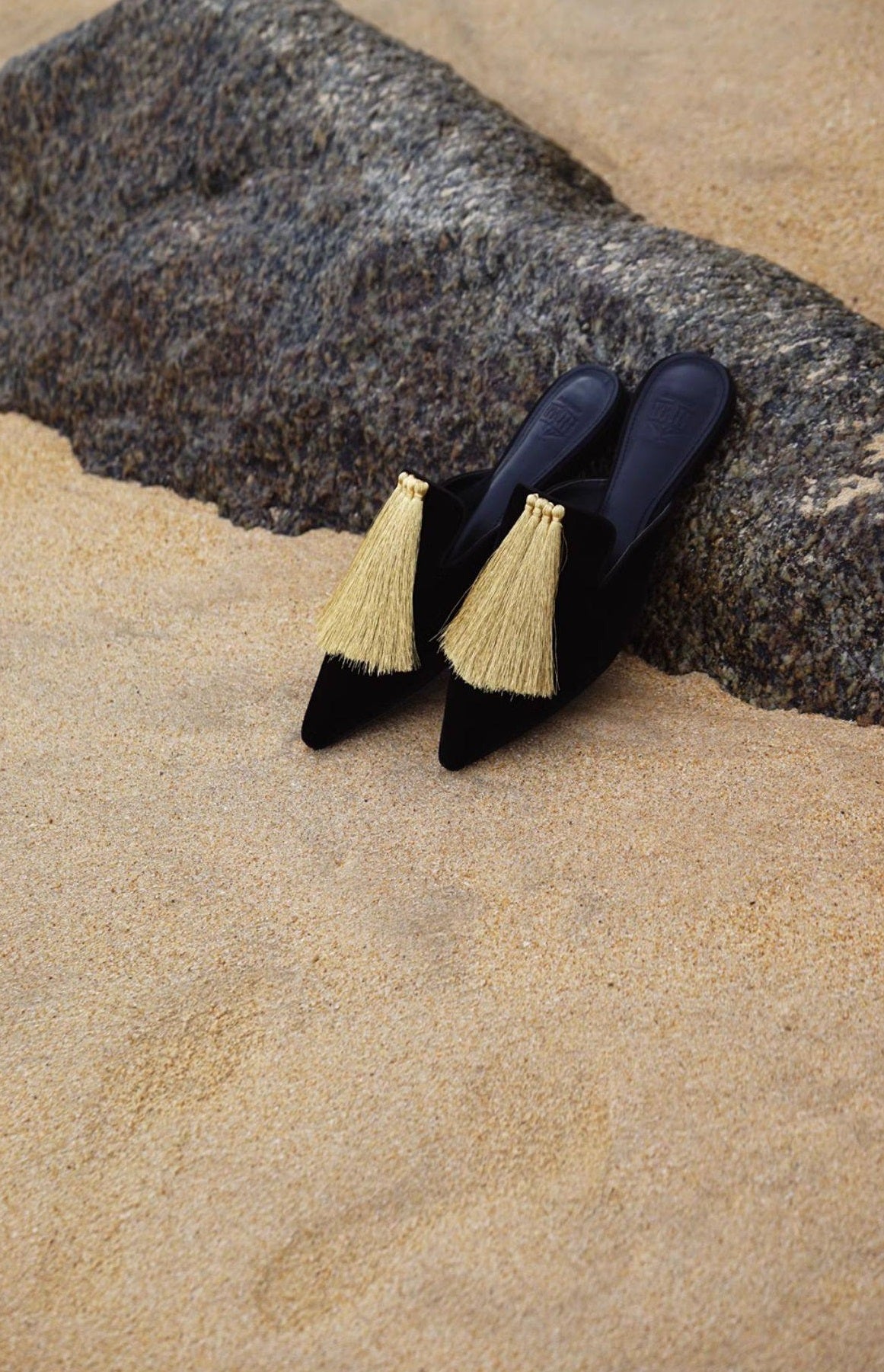 B-FEI Pointed Toe Flat Mules Gold Slippers-LEE.