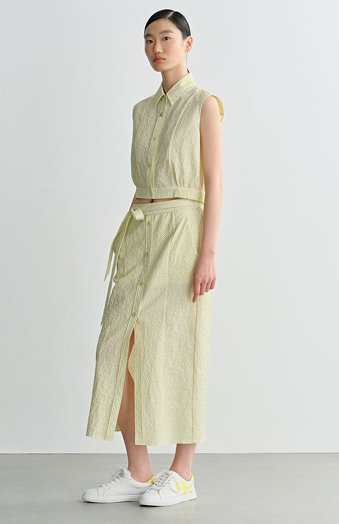 COMME MOI  sleeveless striped short shirt - TIMOTHY.