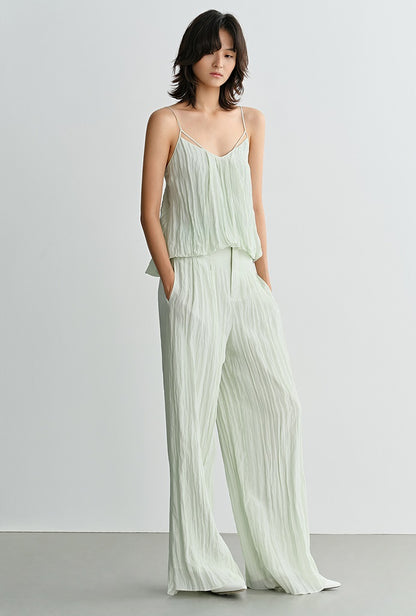 COMME MOI high-waisted pressed pleated wide-leg pant - TOBIAS.