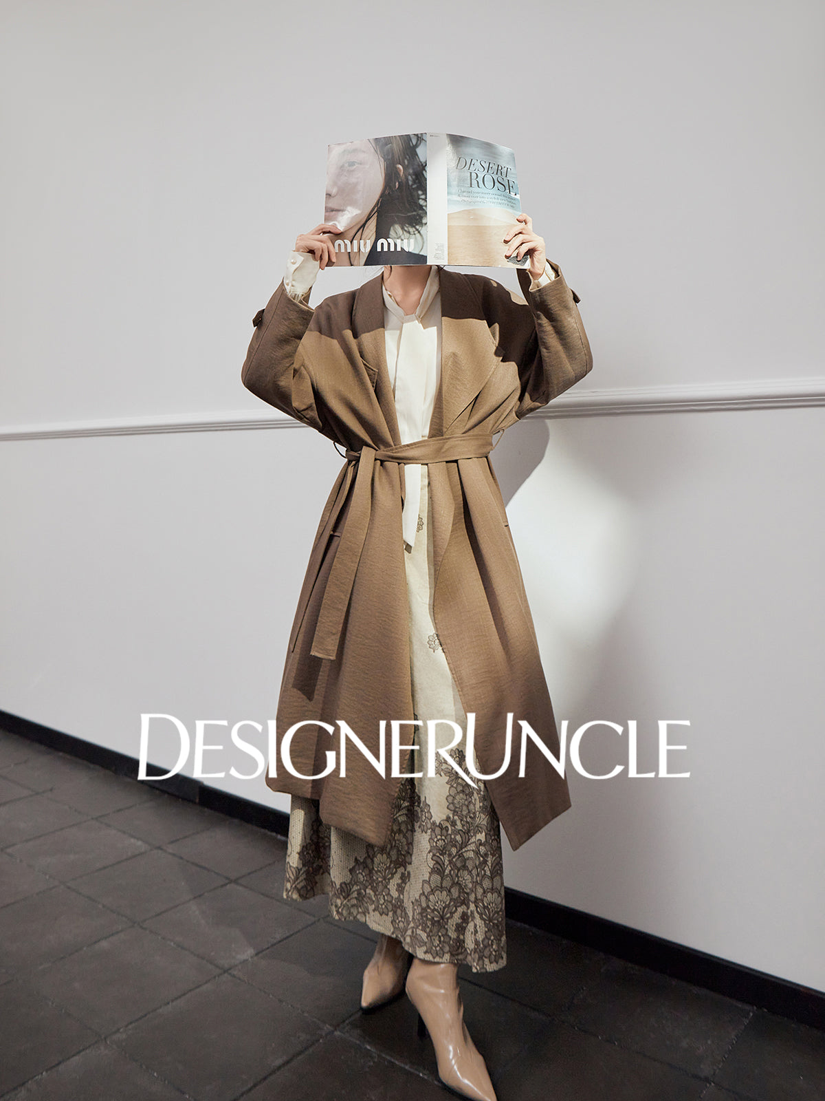 DGU "Twilight" khaki trench coat loose slimming high-end mid-length jacket - MEDE.