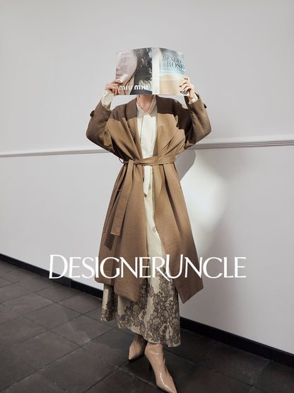 DGU "Twilight" khaki trench coat loose slimming high-end mid-length jacket - MEDE.