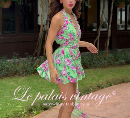 Le Palais Vintage is a silk wrap halter neck dress-GEE