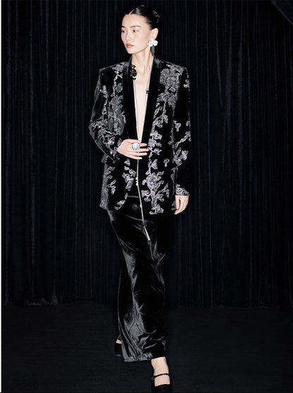 M essential Mackay designer iron orchid embroidered suit - Selima