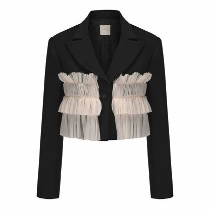 ATELIER MISS LU  multi-layered soft tulle patchwork short coat - PETER.