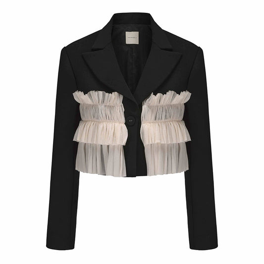 ATELIER MISS LU  multi-layered soft tulle patchwork short coat - PETER.