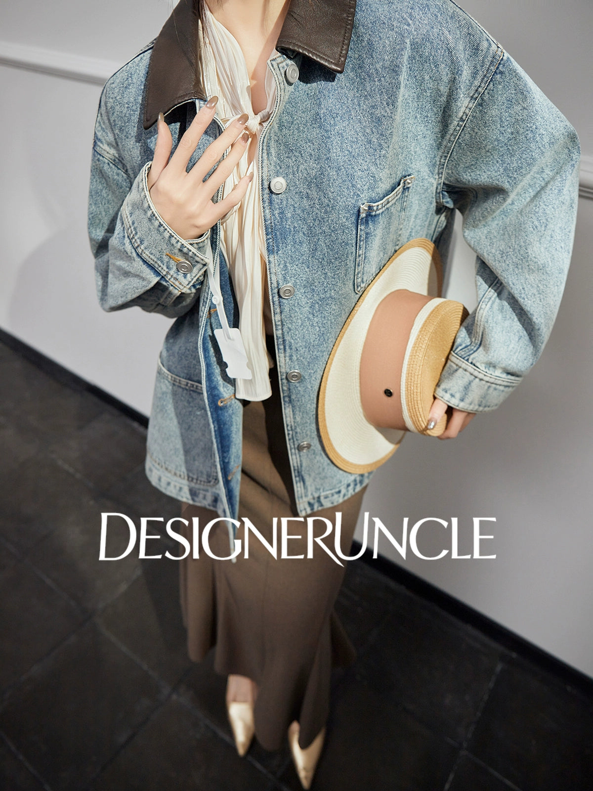 DGU|Denim Blue Retro Lapel Workwear Short Light Luxury Niche Top Jacket - Robert.