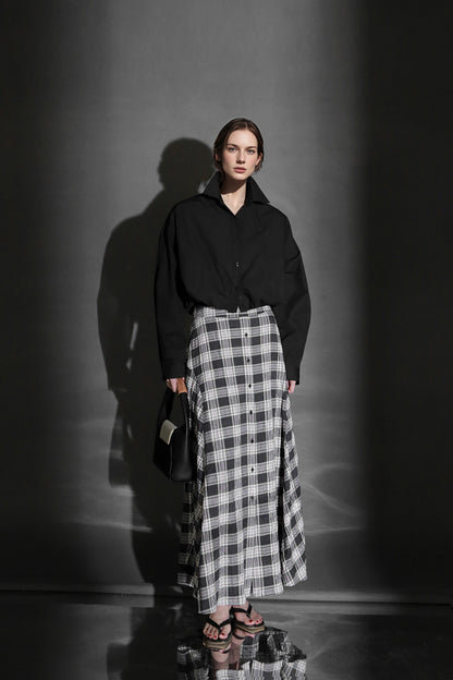 PIAOIN British Style Pattern Design A-Line Women's Fashionable Pleated Skirt -CHARLOTTE