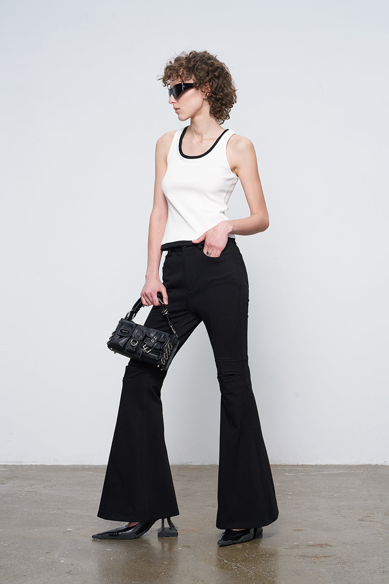 ANNAKIKI niche designer four-pointed star functional mid-rise flared pants-XIAOBEI