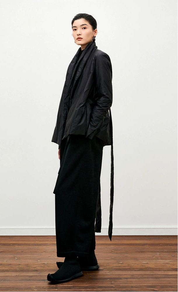 ZHUCHONGYUN placket black loose straight down jacket--ILLUMI.