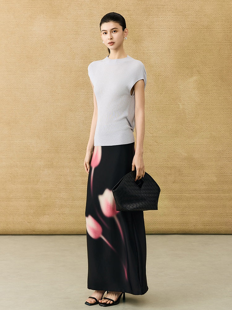 HECO Chinese comfortable neck sleeveless knitted T-shirt - QUEEN.