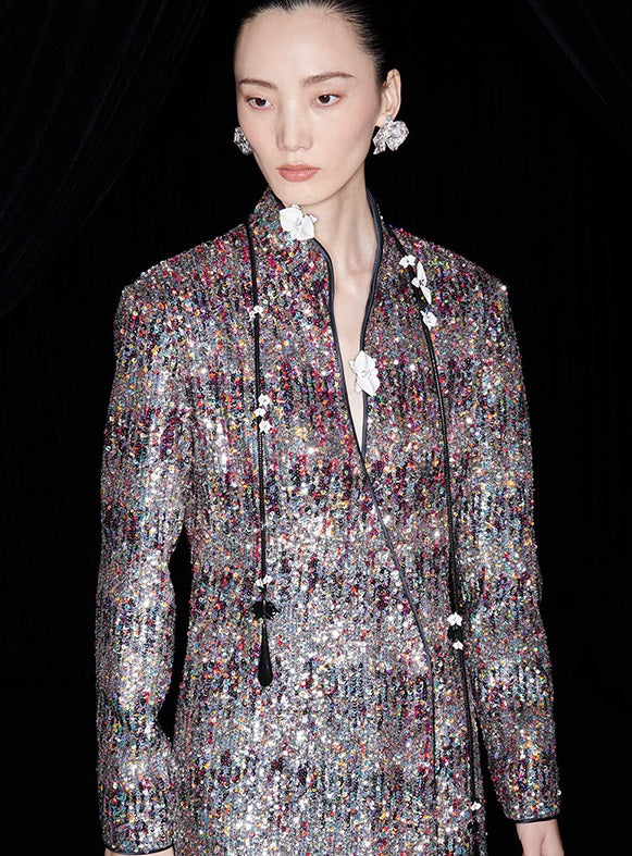 M essential Mackay designer Radiant Night Embroidered Slim Side Dress - TRIBE.