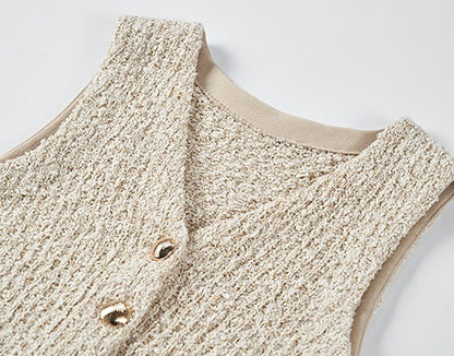 COMME MOI Lv Yan designer spring women's V-neck floral yarn knitted vest - EDEN.