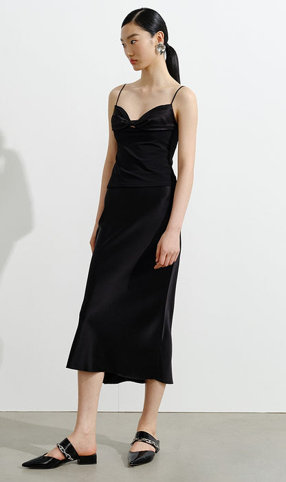 COMME MOI  Summer Women's Black Knitted Kink Camisole - ALICE.