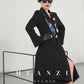 Huanzi double-sided cashmere women's black wool autumn winter coat - Muinw