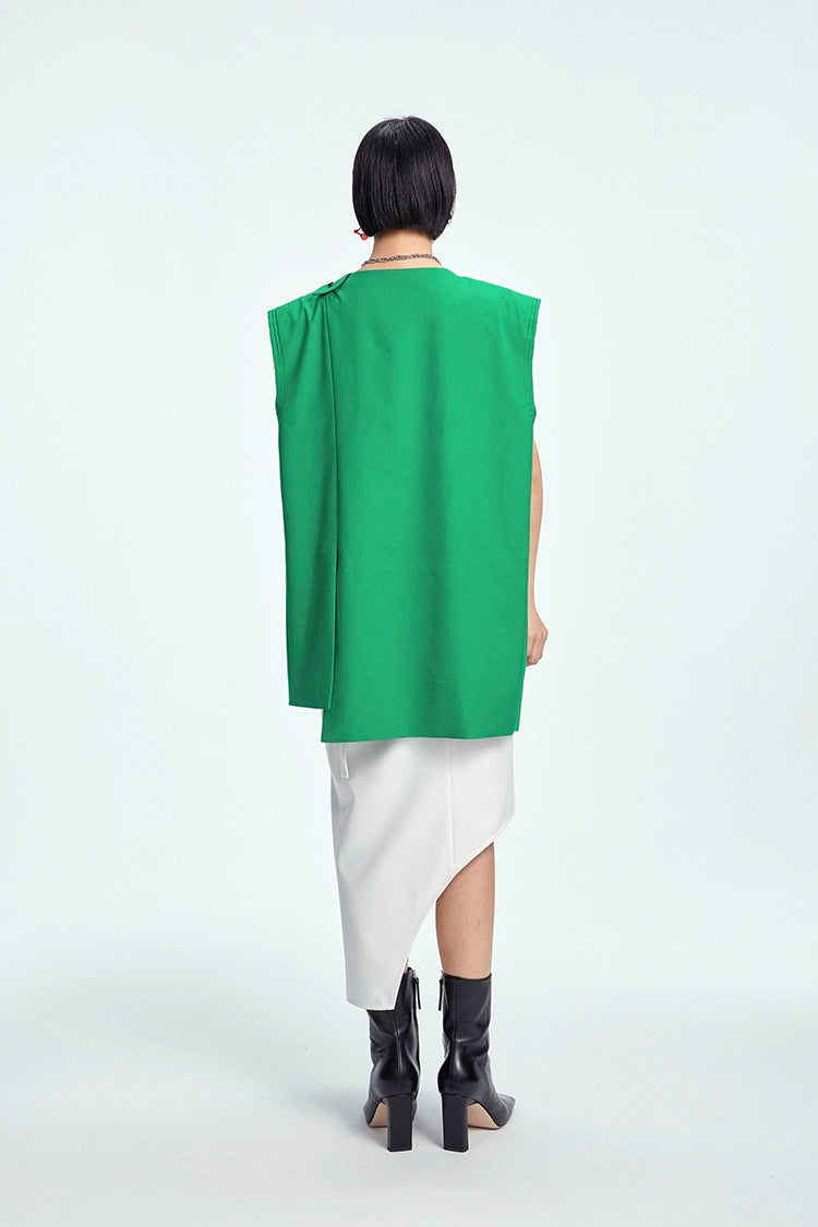 TINY IN misaligned collar silhouette midi vest women's suit -DODO