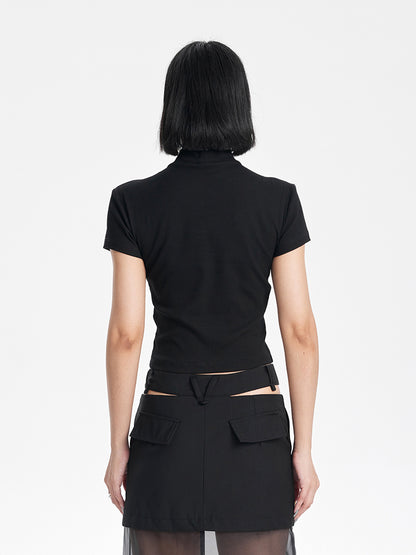 TINY IN american cropped cut-out top with a half-high neck -GOJO