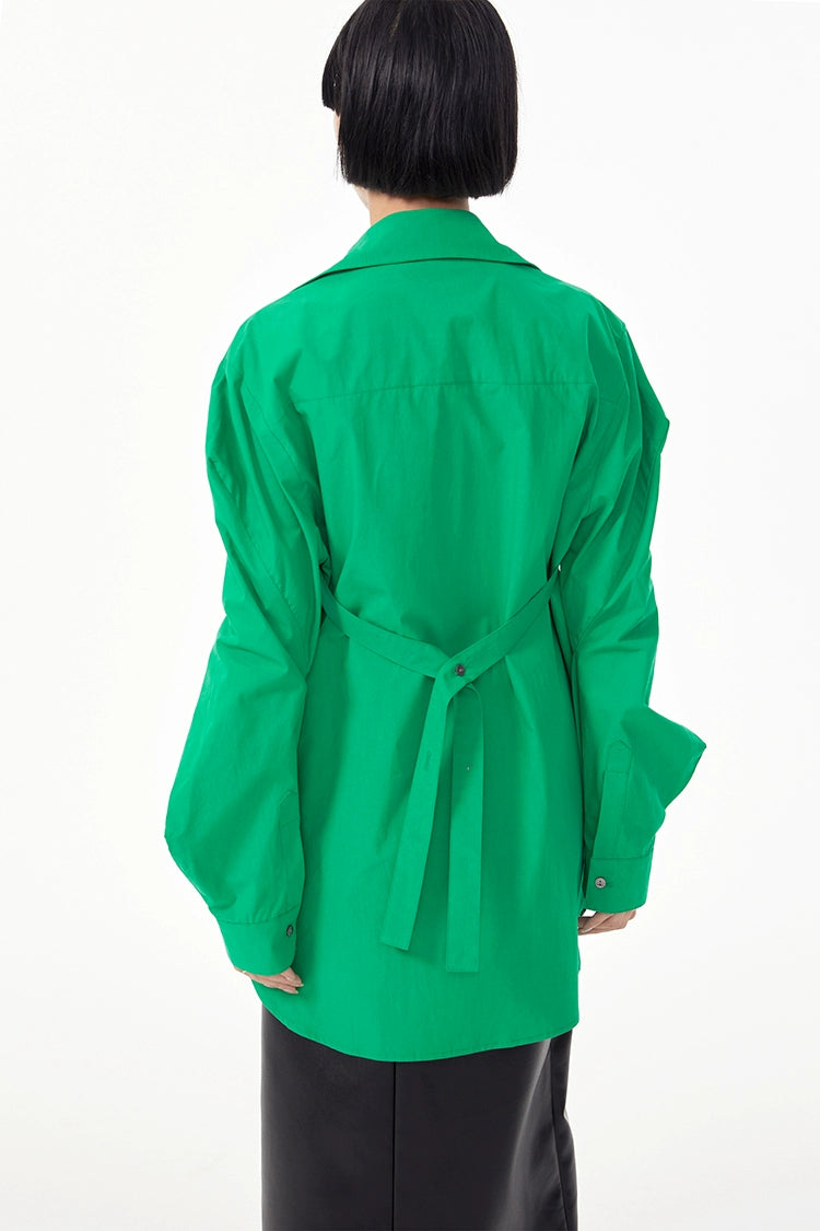 TINY IN double-collar design silhouette 3d green Shirt-JOJO
