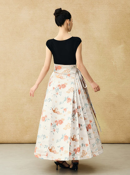 HECO Jacquard Horse Face Pleated Maxi Skirt  - COARSE.
