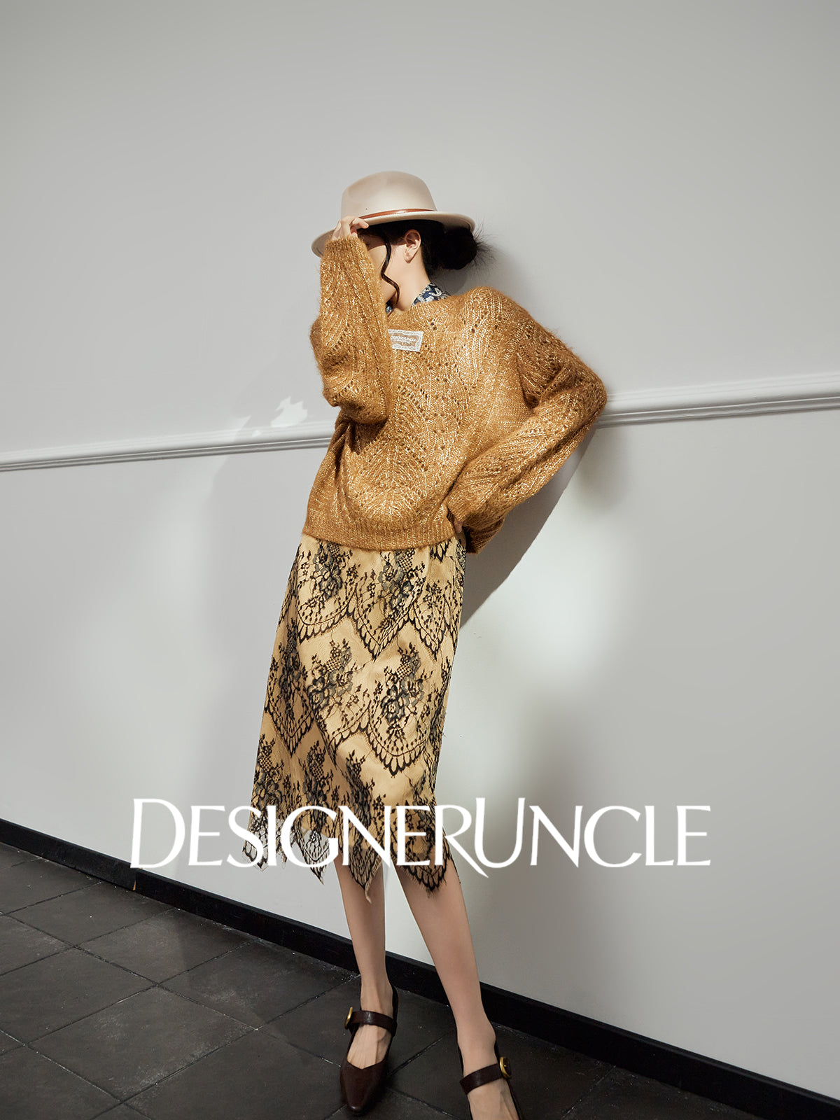 DGU|Vintage Golden Brown Design Lazy Style Thickened Mohair Sweater - Brian.