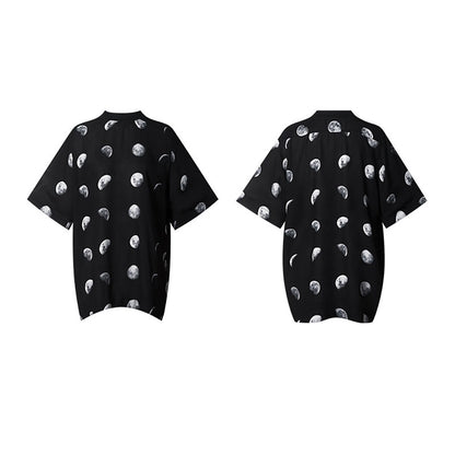 TUYUE Pure Cotton Short Sleeves Moon Print T-Shirt - FERDINAND.