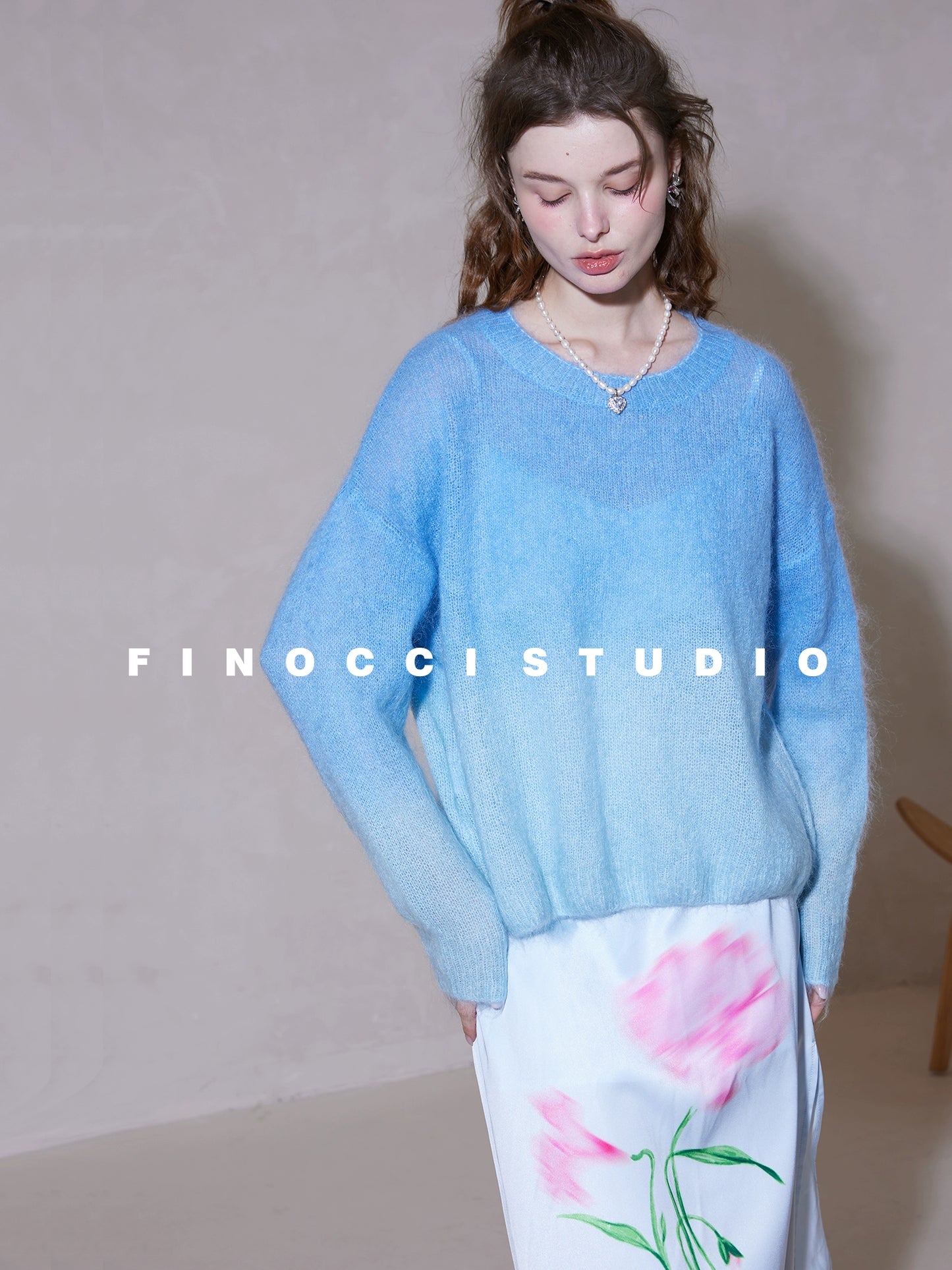 FINOCCI winter ombre mohair pullover gradient sweater - Freya