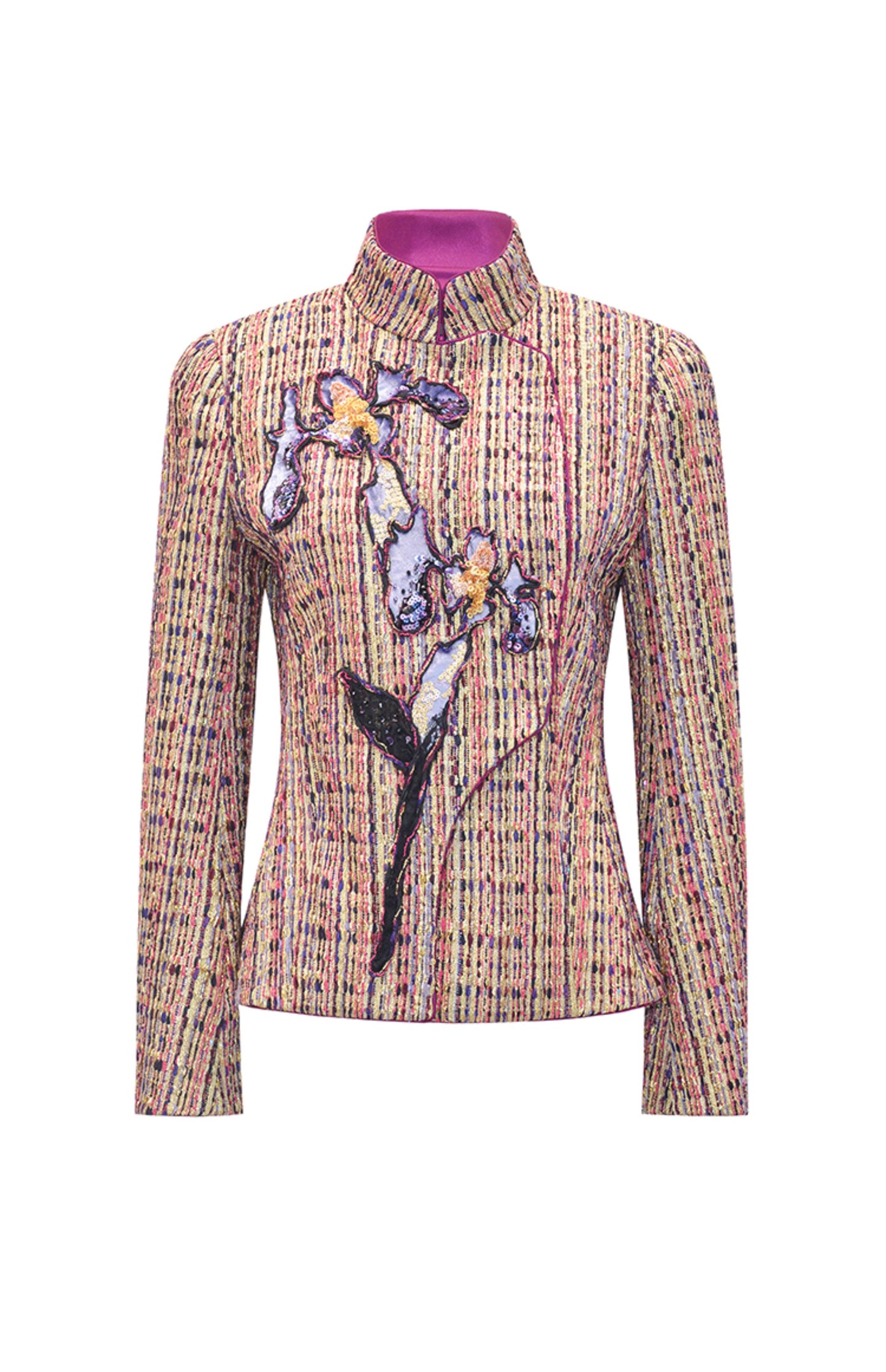 M essential Mackay designer kneaded gold coarse iris stacked slim jacket - FLAG.