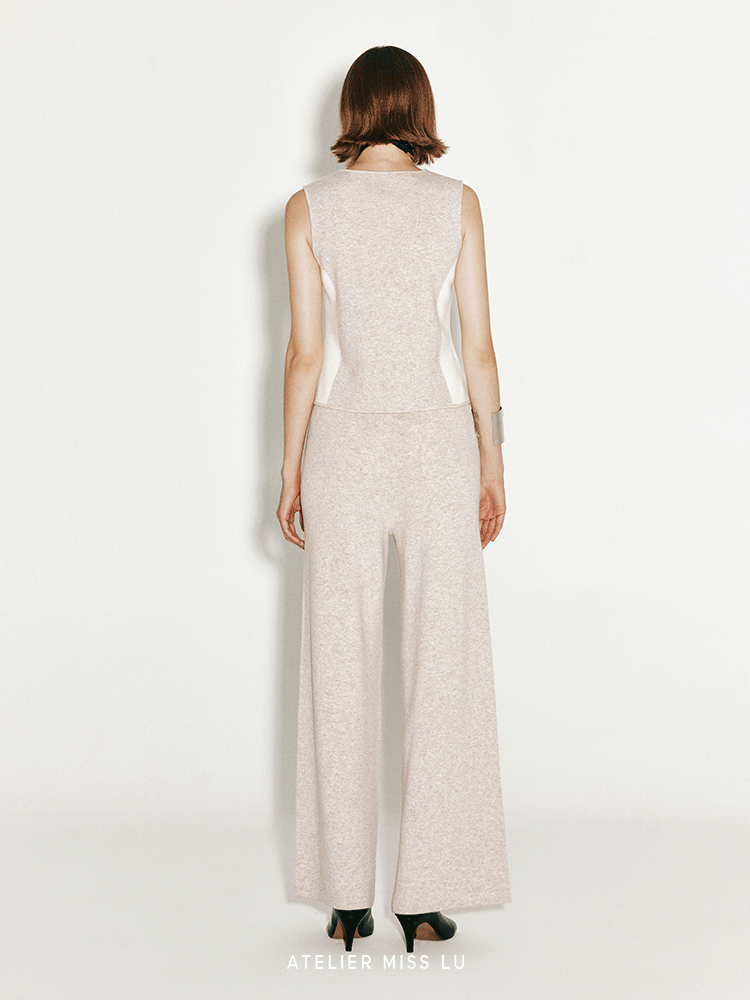 ATELIER MISS LU Fall/Winter cashmere and wool-blend wide-leg straight-leg pants- FIADH