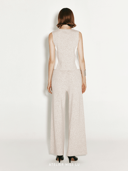 ATELIER MISS LU Fall/Winter cashmere and wool-blend wide-leg straight-leg pants- FIADH