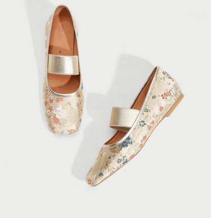 pjjuu Mary Jane new flat embroidered Chinese style shoes - CAUGHT